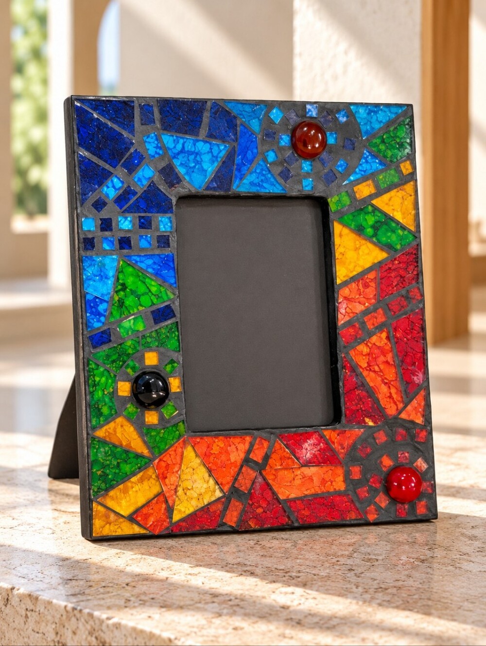 Shared Earth Rainbow Glass Mosaic 4x6 Picture Frame Handmade Bali